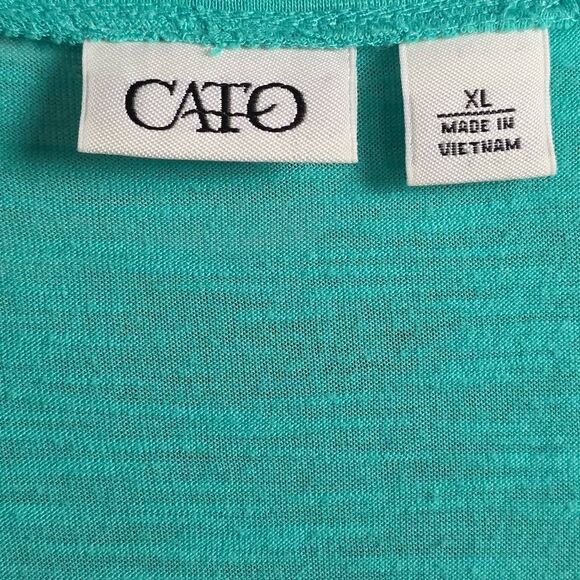 Cato Aqua Palm Tree Graphic Top Women’s XL - Picture 4 of 6